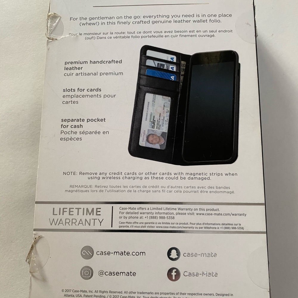 Wallet Folio for iPhone 8 , 7, 6s, 6. New.